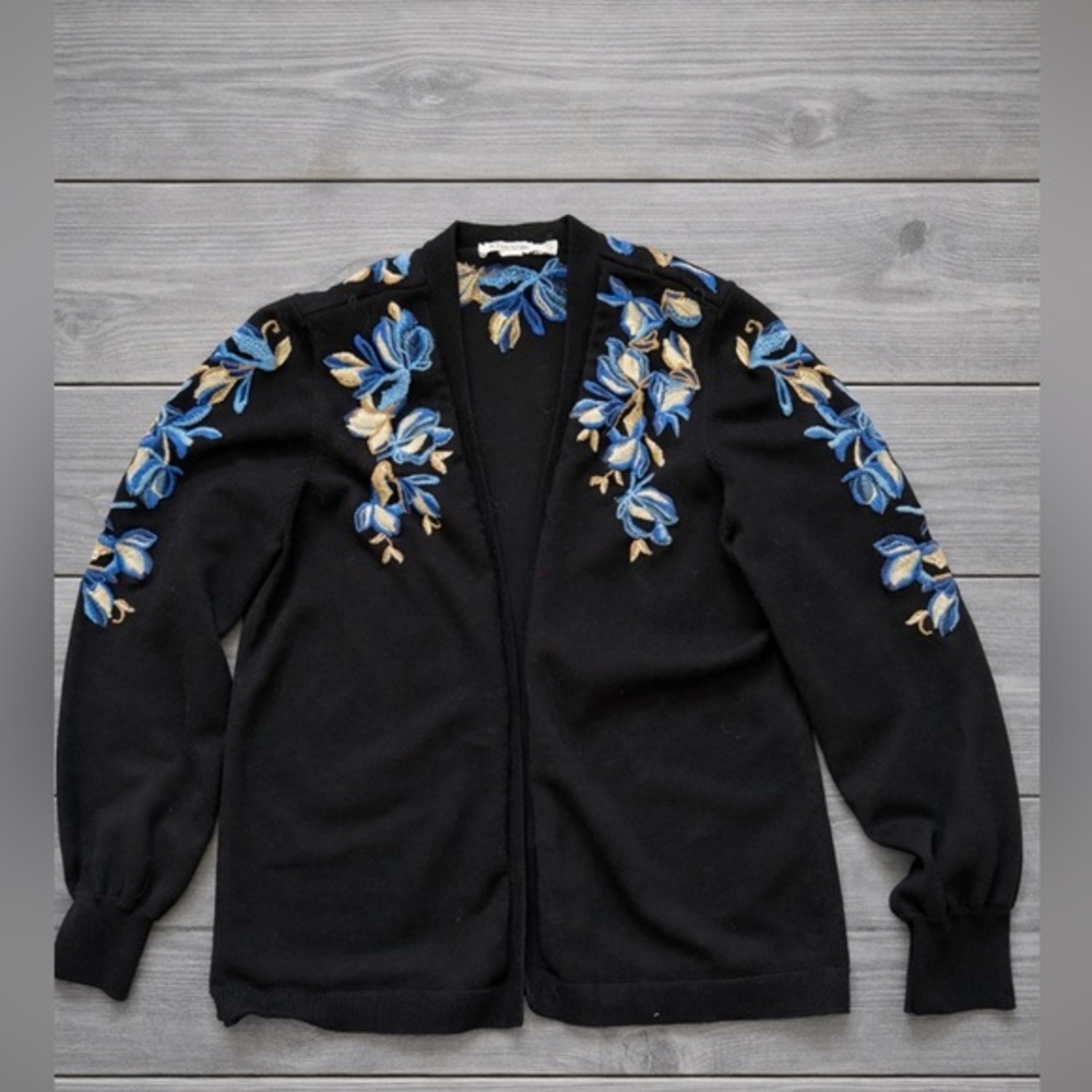 Chicos Embroidered Boho Cardigan